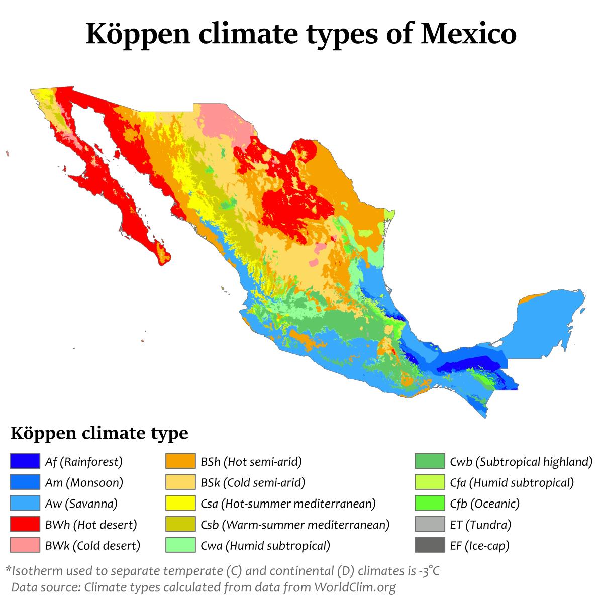Geographical map of Mexico topography and physical features of Mexico