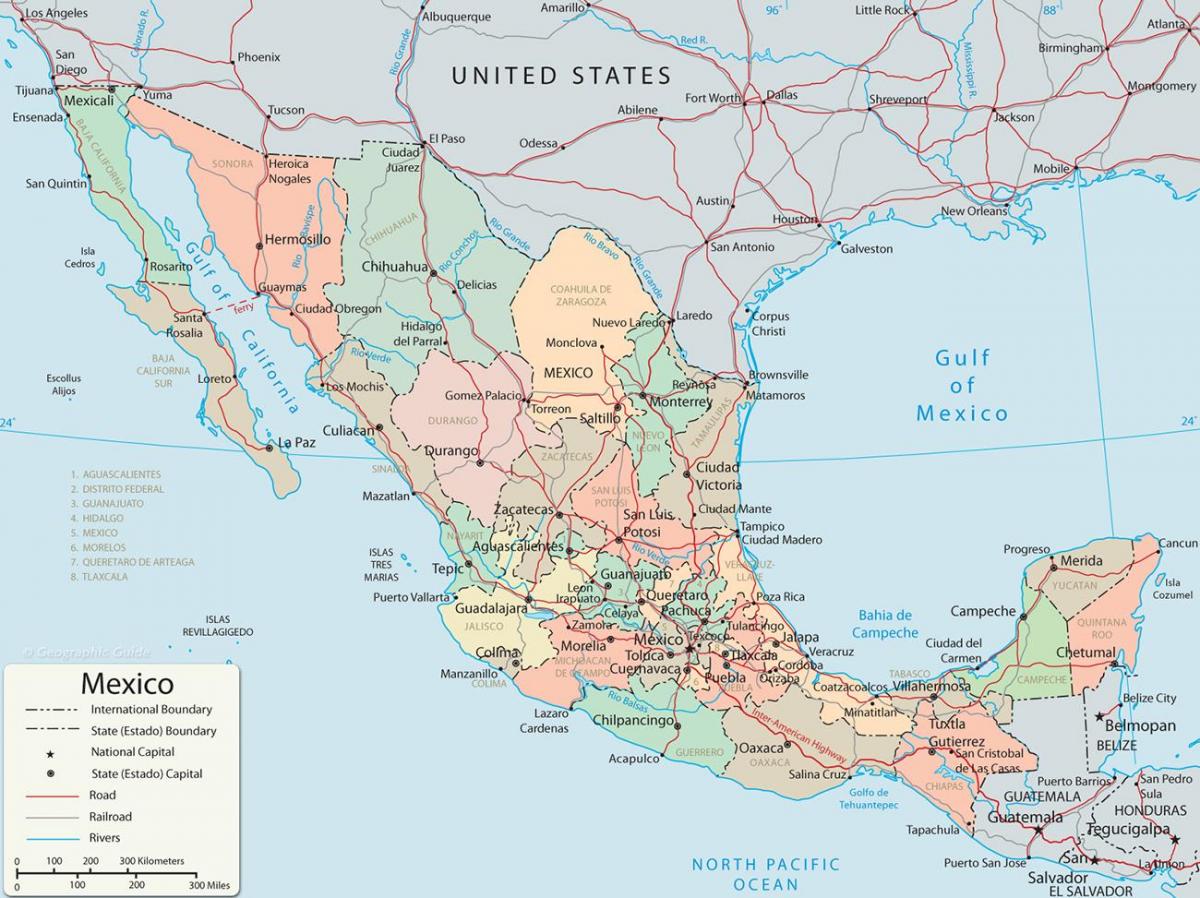 Large map of Mexico
