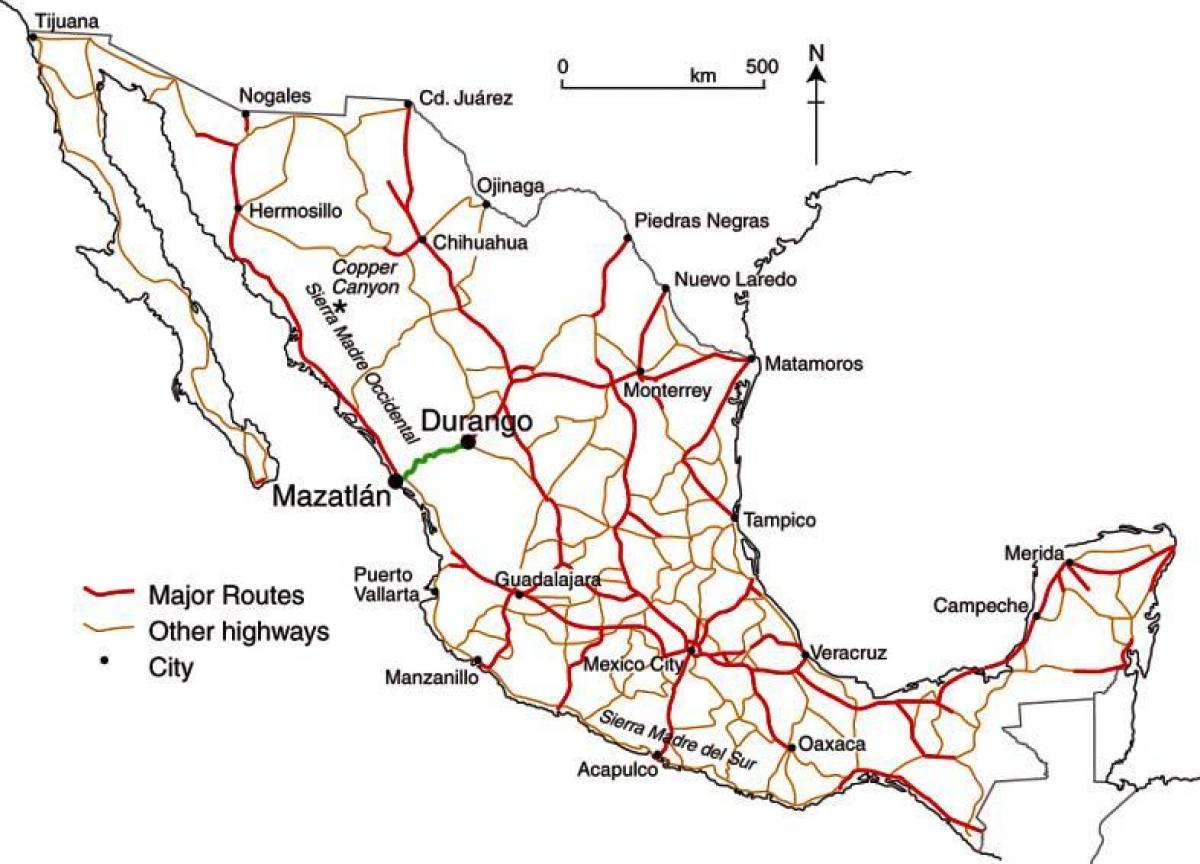Motorway map of Mexico