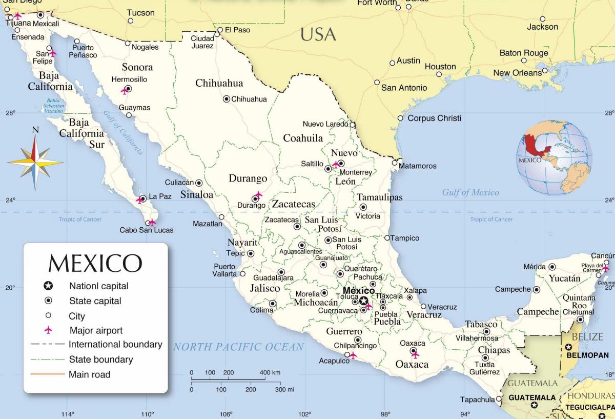 Map of the country Mexico